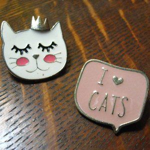 🐈 Cat Lover Person Lapel Pins Set (2)